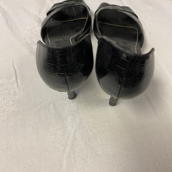 Chaps leather black high heeled peep toe - Picture 3 of 7